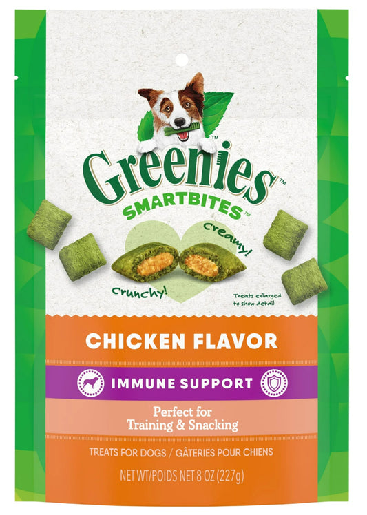Greenies Smartbites Immune Support Crunchy & Soft Dog Treats, Chicken Flavor, 8 Oz Pack