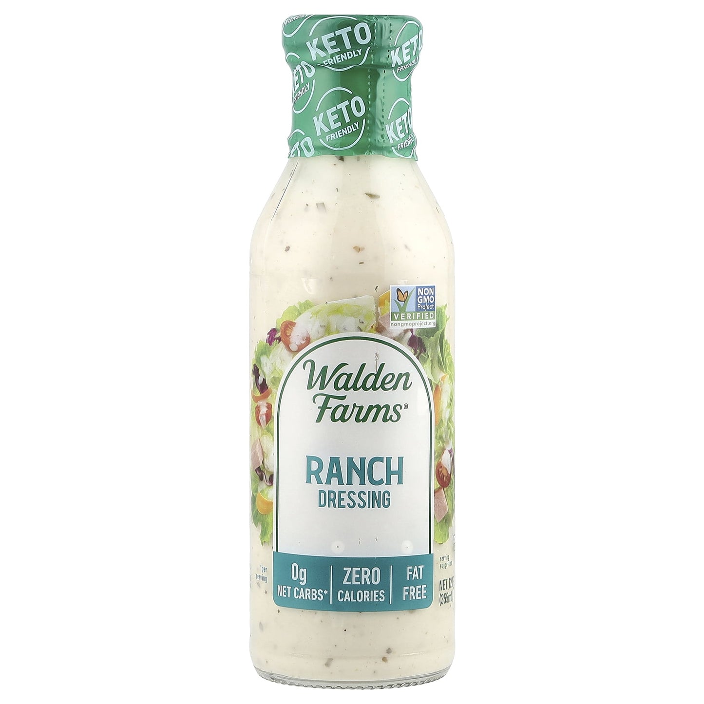 Walden Farms Ranch Dressing, 12oz. Bottle, Fresh-Delicious, Sugar Free 0g Net Carbs, Cool and Tangy