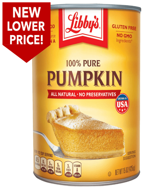 Libby's 100% Pure Canned Whole Pumpkin Mix All Natural No Preservatives, 15 oz, 3.5 Servings (Pack of 4)