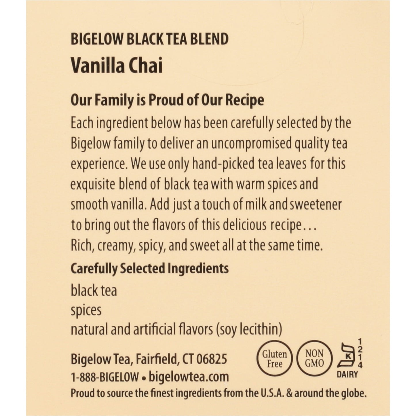 Bigelow Vanilla Chai, Black Tea Bags, 20 Count