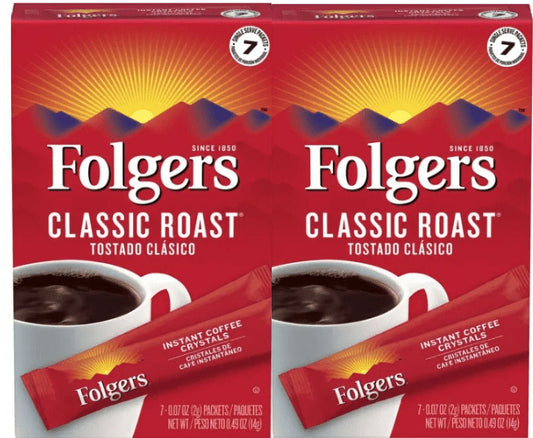 Folgers Classic Roast Single Serve Medium Roast Instant Coffee Packets, 7ct (Pack of 4)