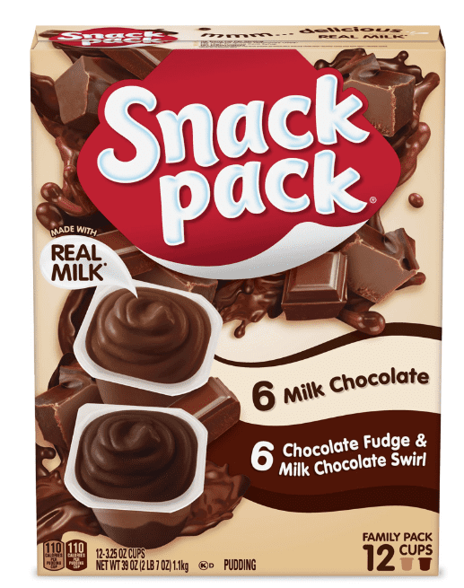 Snack Pack Milk Chocolate and Chocolate Fudge, 12 Count Pudding Cups (Pack of 4)