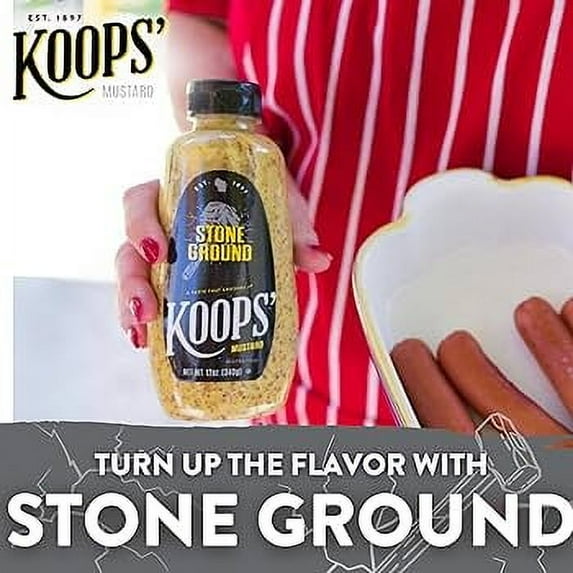 KOOPS' Mustard, Stone Ground Mustard, 12 oz, (Pack of 2)