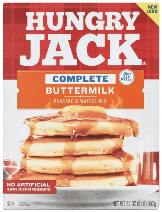 Hungry Jack Complete Buttermilk Pancake Mix and Waffle Mix, 32 oz (Pack of 2)