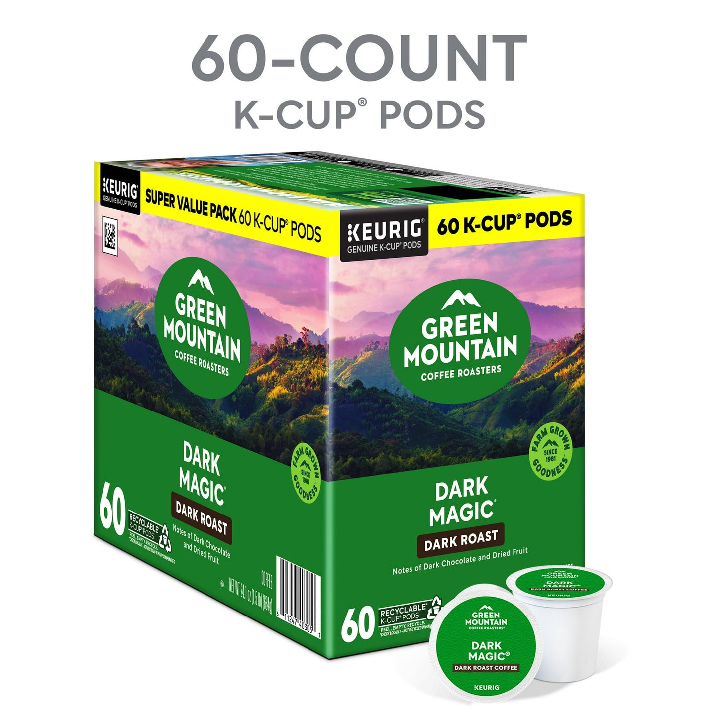 Green Mountain Coffee Roasters, Dark Magic Dark Roast K-Cup Coffee Pods, 60 Count, 24.1 oz