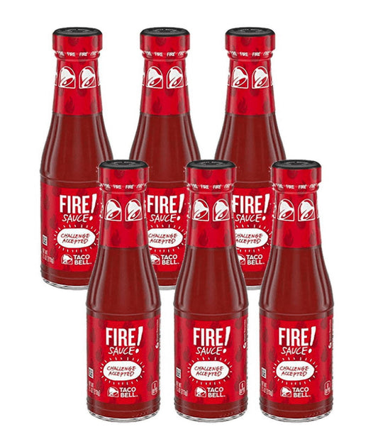 Taco Bell Fire Sauce Glass Bottle, 7.5 oz (Pack of 6)