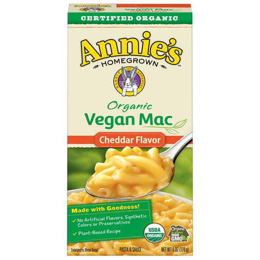 Annie's Vegan Mac and Cheddar Flavor Dinner with Organic Pasta, 6 OZ (Pack of 2)