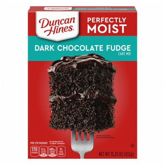 Duncan Hines Perfectly Moist Dark Chocolate Fudge Cake Mix, 15.25 oz, Pack of 2