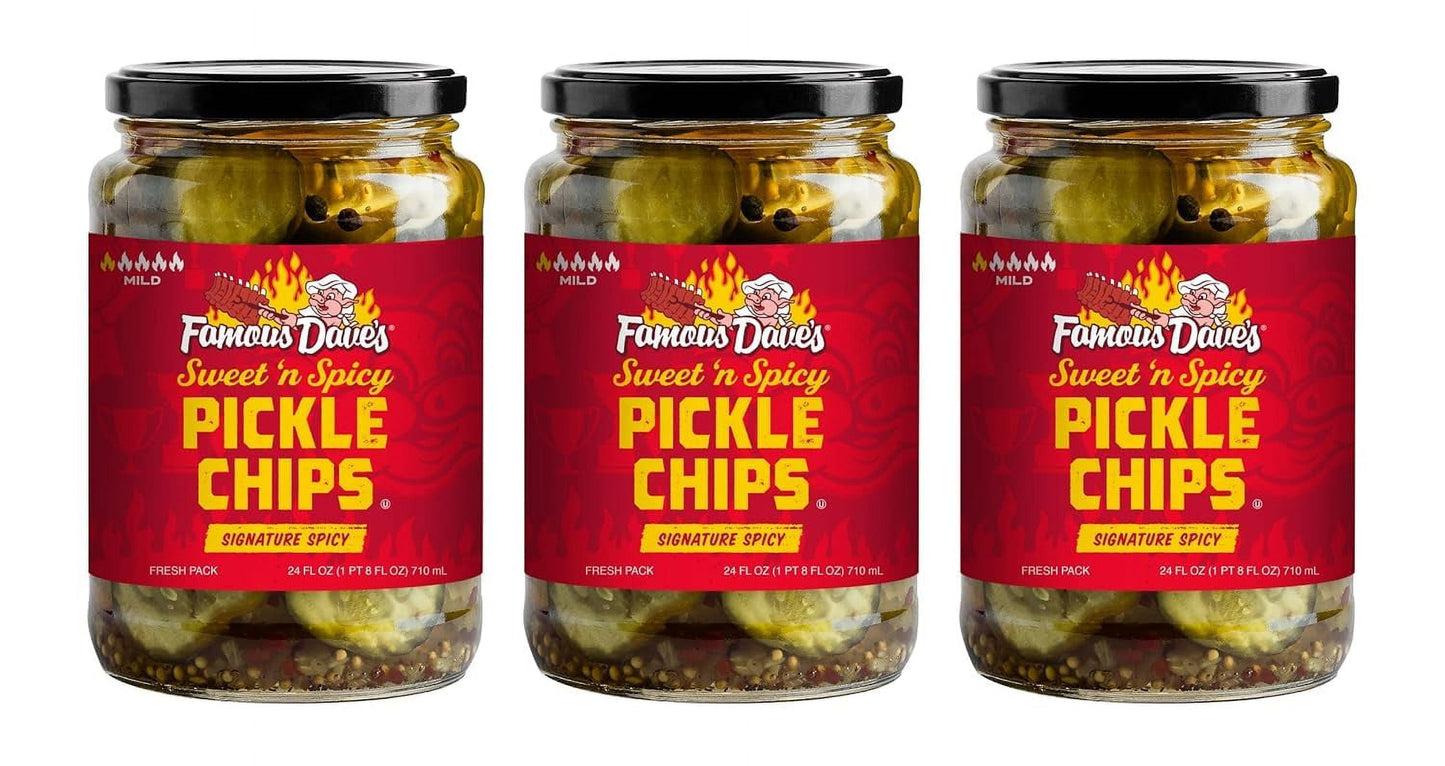 Famous Dave's BBQ Signature Spicy Pickle Chips (Pack of 3)