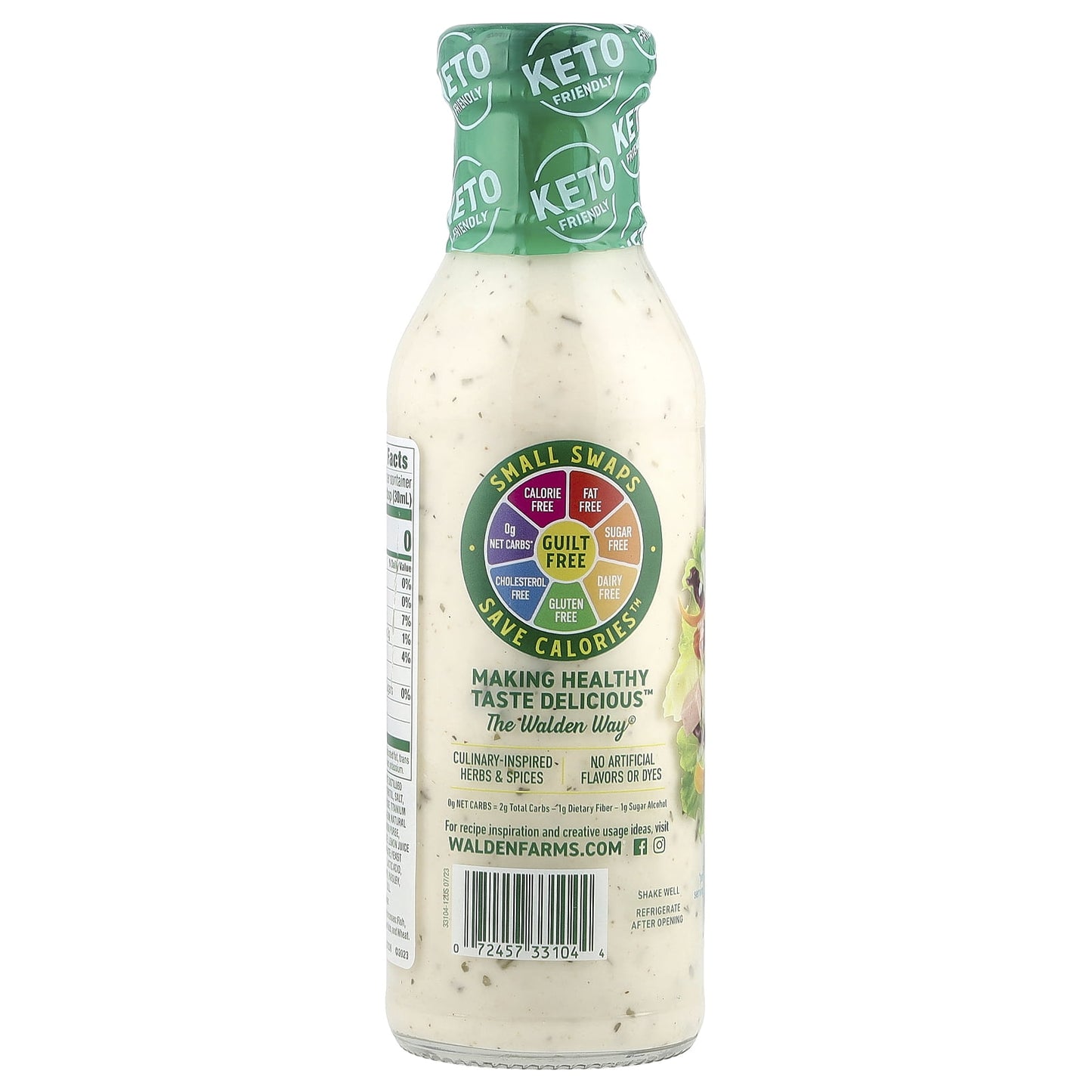 Walden Farms Ranch Dressing, 12oz. Bottle, Fresh-Delicious, Sugar Free 0g Net Carbs, Cool and Tangy