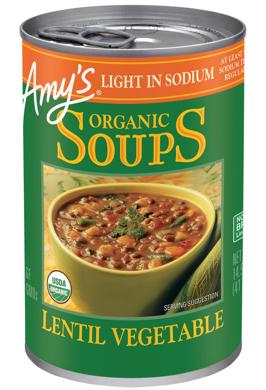 Amy’s Organic Light Sodium Lentil Vegetable Soup 14.5 Oz, Pack of 4