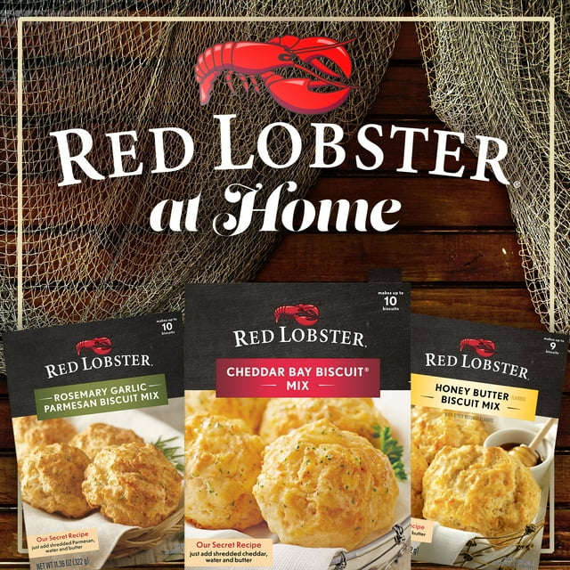 Red Lobster Biscuit Mix Variety Pack (3x11.36 oz) (Rosemary Garlic Parmesan, Honey Butter, Cheddar Bay)