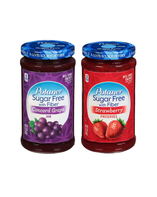 Polaner Sugar Free with Fiber Jam Variety Pack - Concord Grape & Strawberry, 1 Jar Each (13.5 oz)