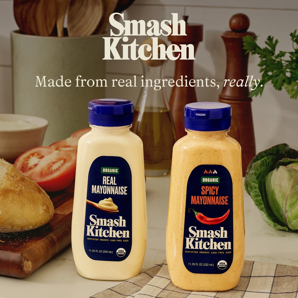 Smash Kitchen Organic Spicy Mayonnaise, 11.25 oz Bottle (Pack of 2)
