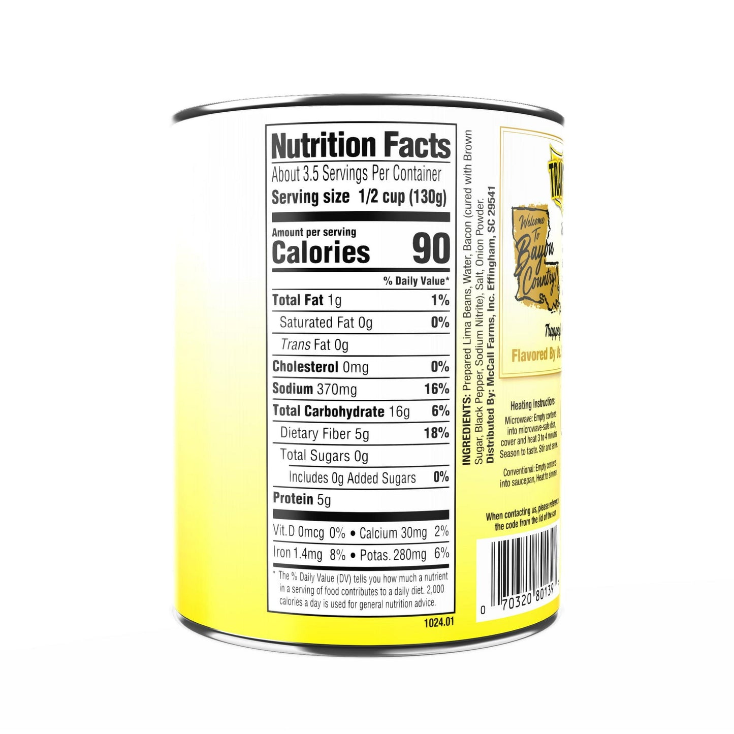 Trappey's Green Lima Beans with Bacon, 15.5 oz., Can