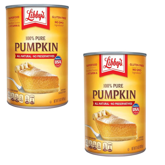 Libby's 100% Pure Canned Whole Pumpkin Mix All Natural No Preservatives, 15 oz, 3.5 Servings (Pack of 2)