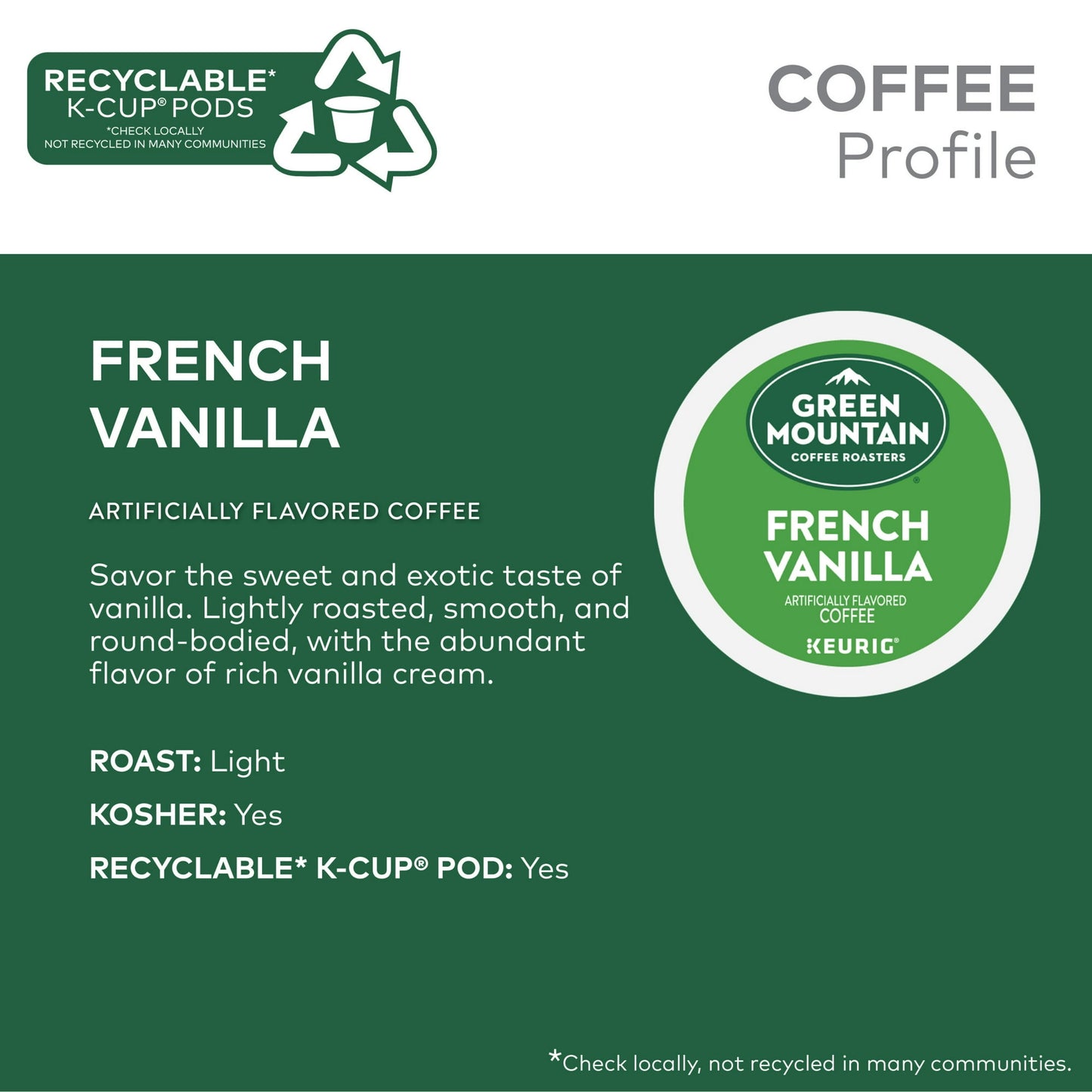 Green Mountain Coffee Roasters, French Vanilla Light Roast K-Cup Coffee Pods, 24 Count