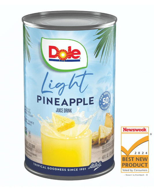Dole Light Pineapple Juice Drink, 46 fl oz Can (Pack of 2)