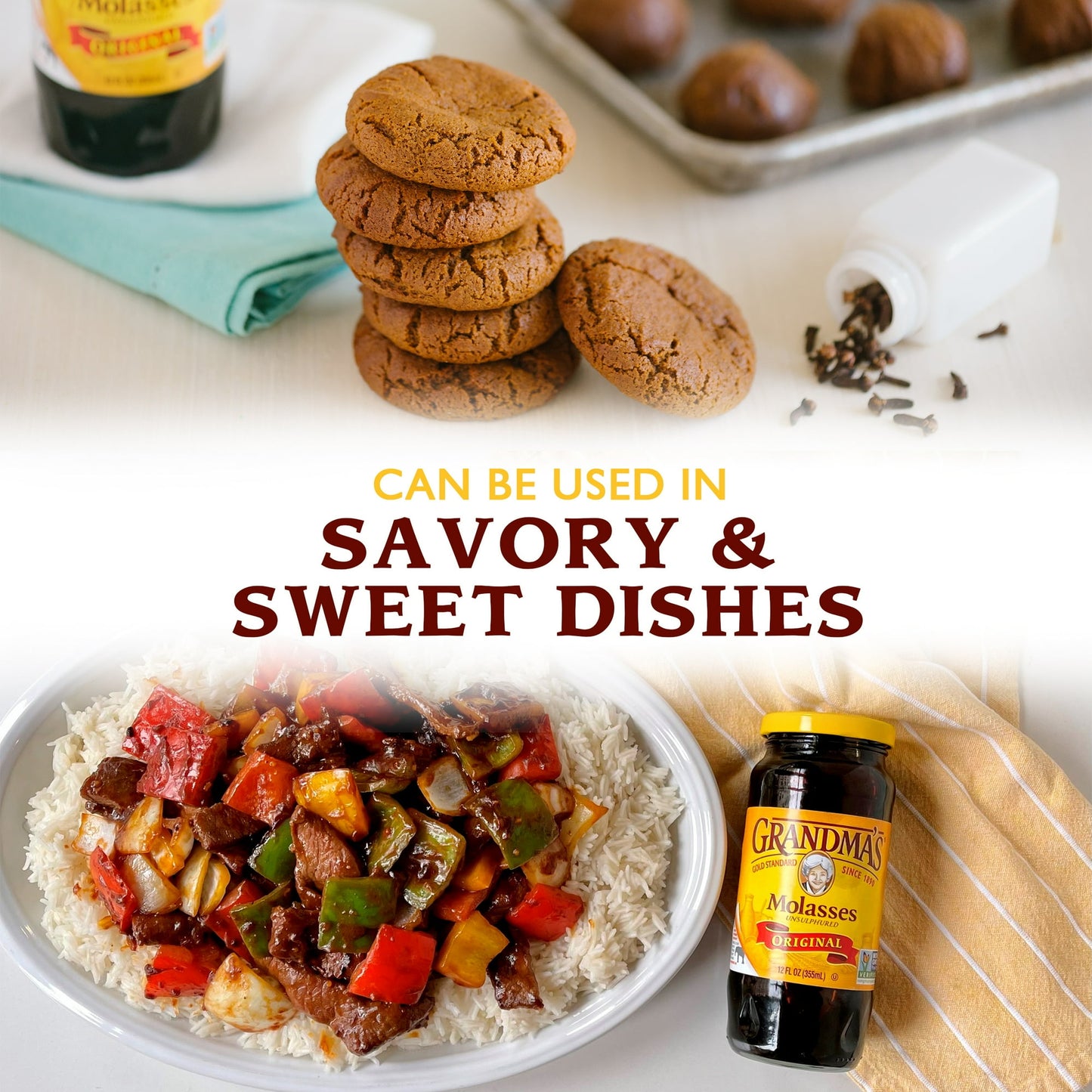 Grandma's Original Molasses, Unsulphured, 12 fl oz Jar (Pack of 2)