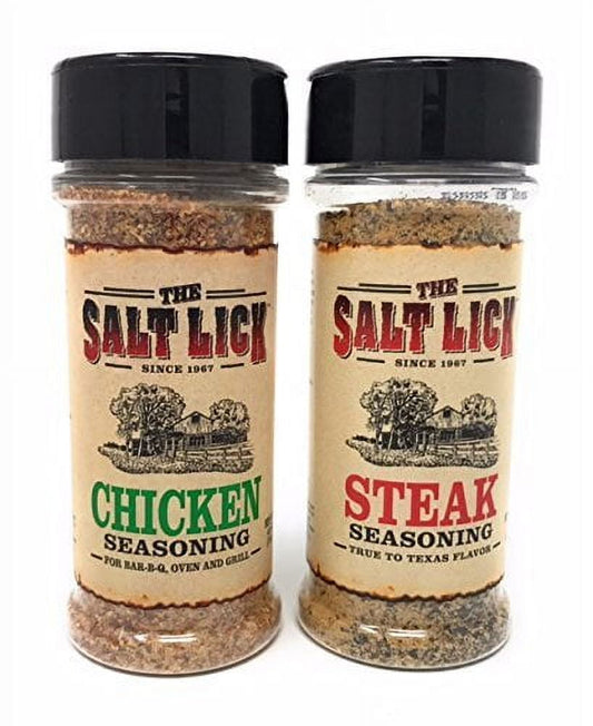 Salt Lick Famous Chicken Seasoning and Steak Seasoning (Pack of 2 / 1 Each)
