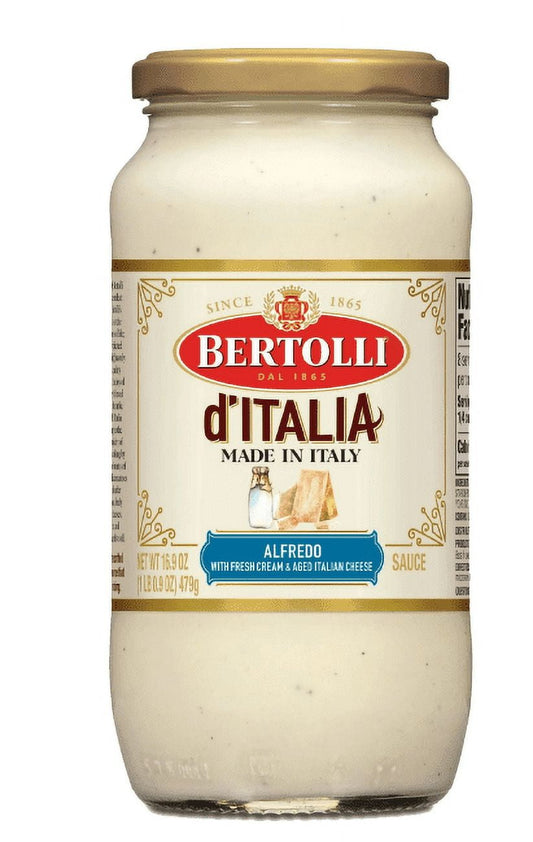 Bertolli d'Italia Alfredo Pasta Sauce, Authentic Tuscan Style Pasta Sauce Made in Italy, 16.9 oz (Pack of 2)