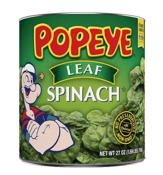 Popeye Canned Leaf Spinach, 27 oz Can (Pack of 4)