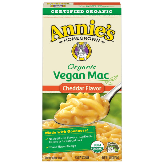 Annie's Vegan Mac and Cheddar Flavor Dinner with Organic Pasta, 6 OZ (Pack of 4)