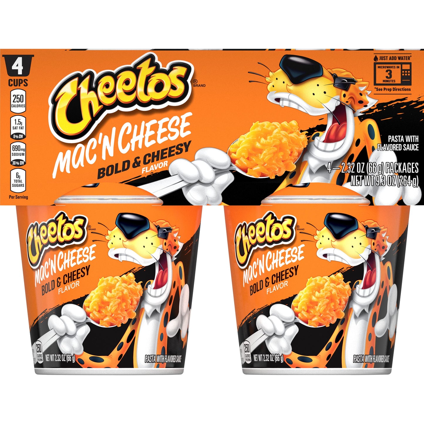 Cheetos Mac'N Cheese Pasta with Flavored Sauce Bold and Cheesy Flavor, 2.32 oz, 4 Count (Pack of 3)