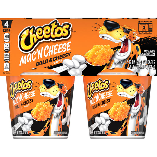 Cheetos Mac'N Cheese Pasta with Flavored Sauce Bold and Cheesy Flavor, 2.32 oz, 4 Count (Pack of 3)
