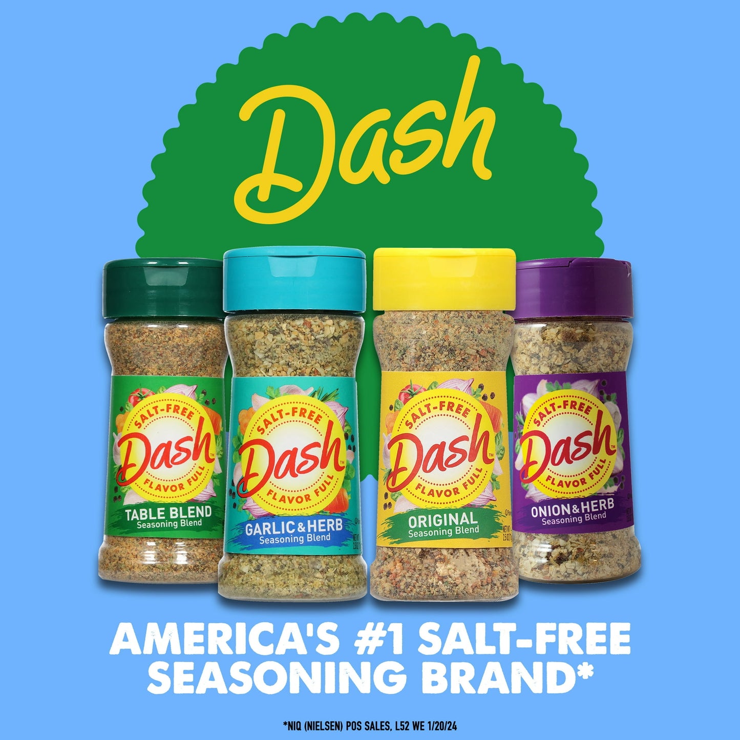 Dash Garlic & Herb Seasoning Blend, Salt Free Kosher, 2.5 oz (Pack of 4)