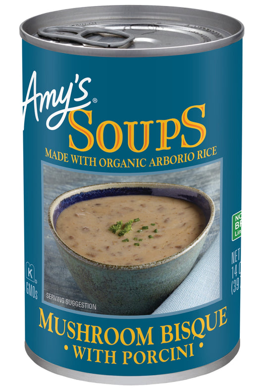 Amy’s Mushroom Bisque with Porcini Soup 14 Oz, Pack of 4