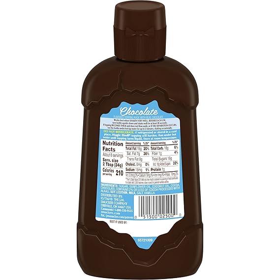 Smuckers Magic Shell Ice Cream Topping, Chocolate Flavor, 7.25-Ounce Bottle Pack Of 3