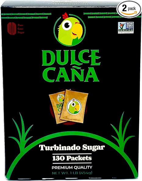 Dulce Cana Organic, Non-GMO Turbinado Sugar Packets, 130 Count