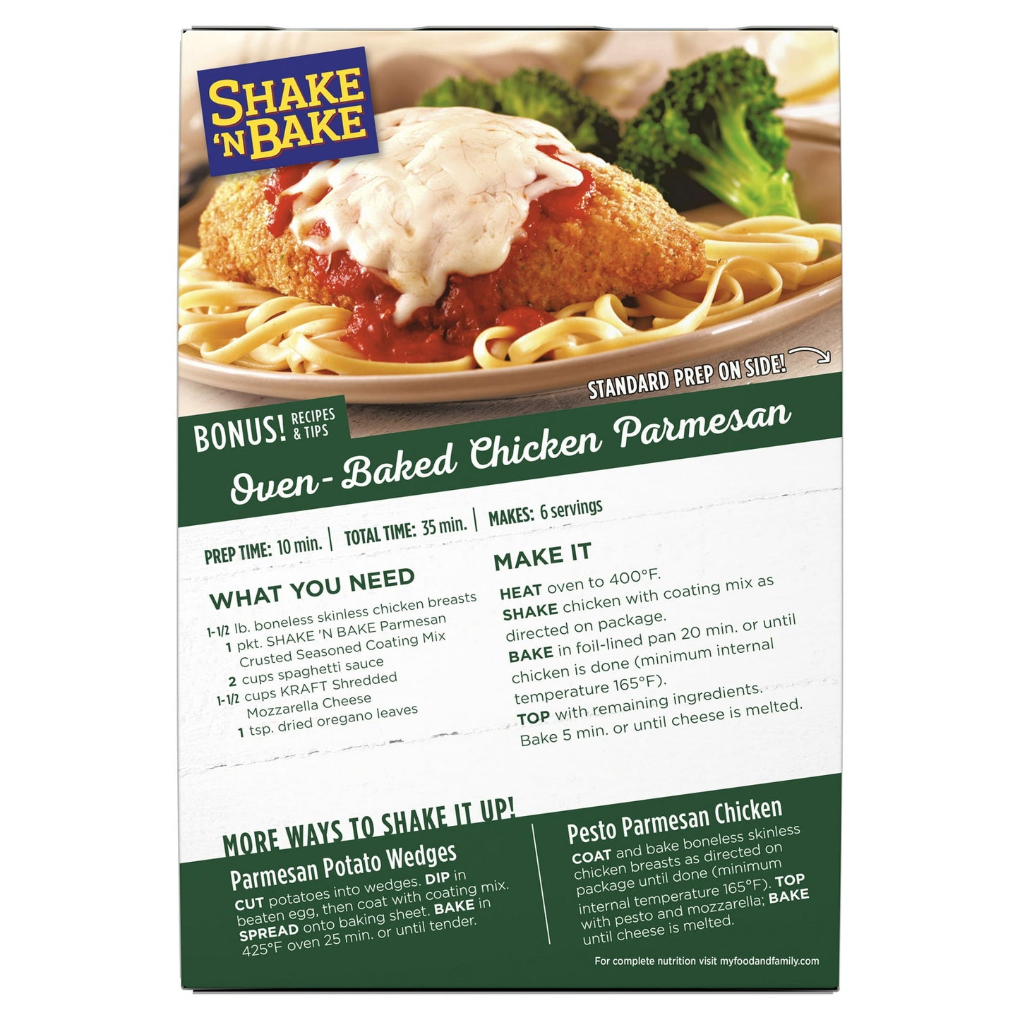 Shake 'N Bake Parmesan Crusted Seasoned Coating Mix, 4.75 oz Box, 2 ct Packets, Pack of 4