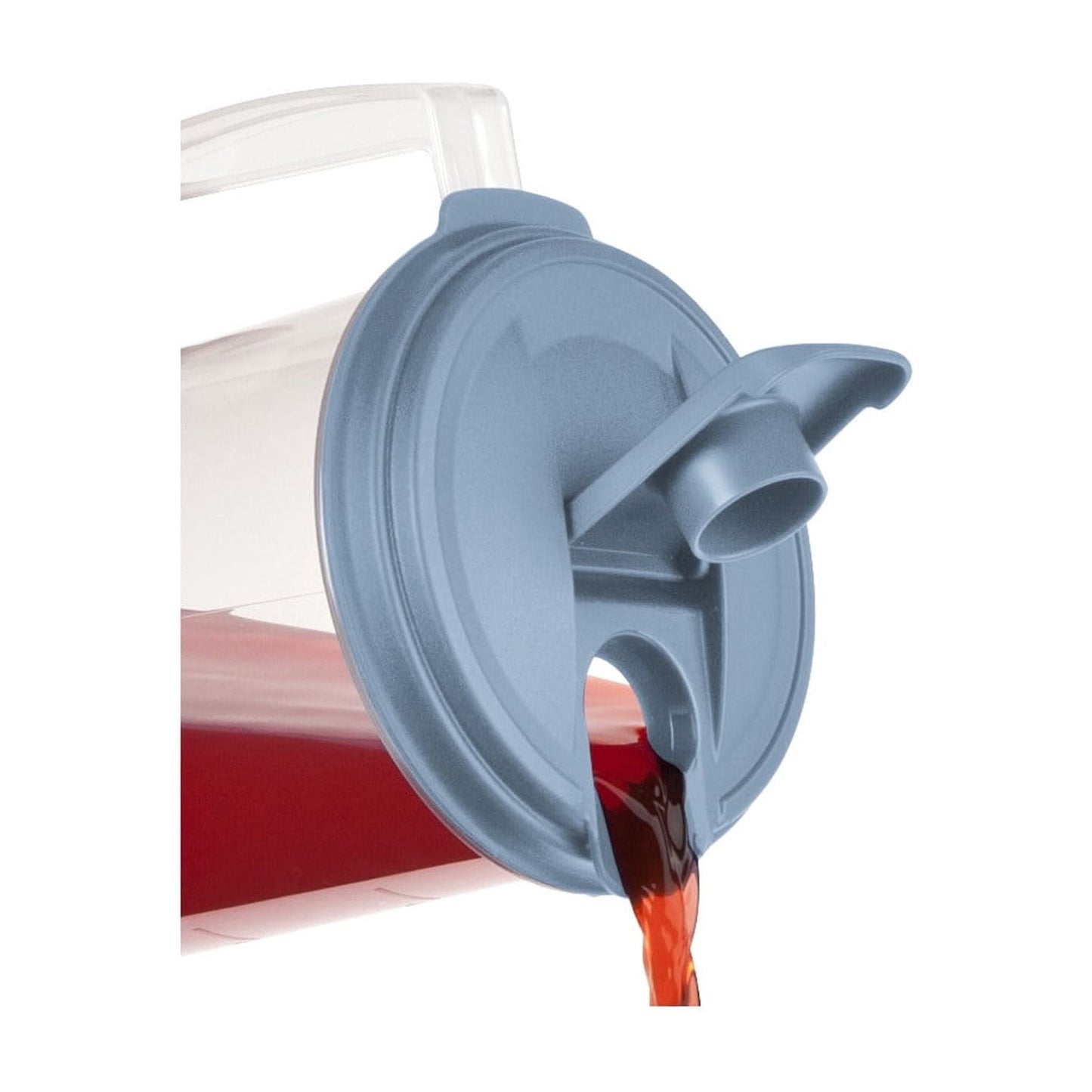 Sterilite 2 Quart Round Pitcher, Clear Plastic, Flip-top Spout, Light Blue