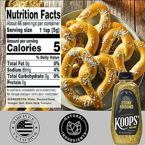 KOOPS' Mustard, Stone Ground Mustard, 12 oz, (Pack of 2)