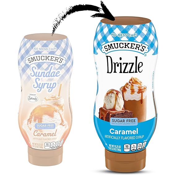 Smucker's Drizzle Syrup Sugar Free Caramel Flavored Syrup, 19.25 Ounces (Pack of 4)