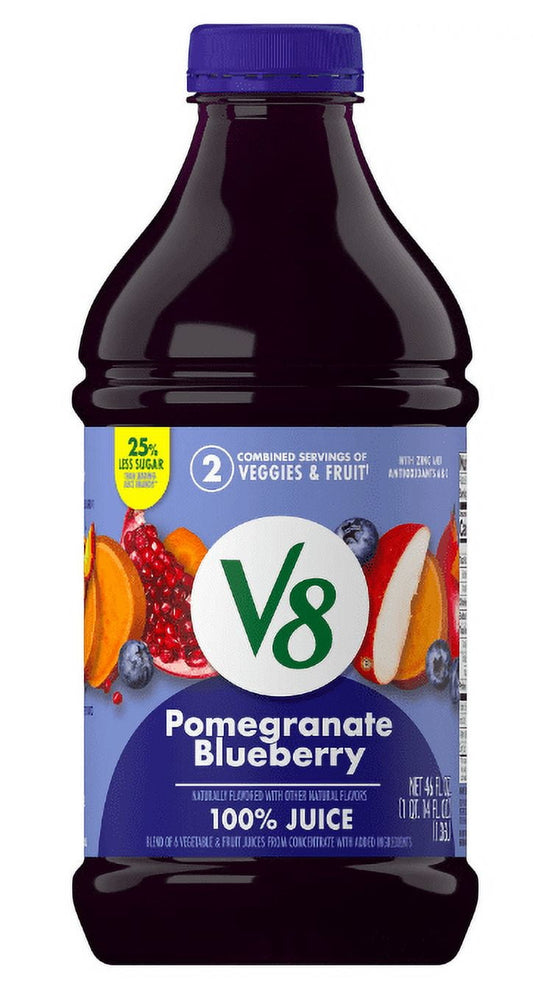 V8 Pomegranate Blueberry 100% Fruit and Vegetable Juice, 46 fl oz Bottle (Pack of 2)