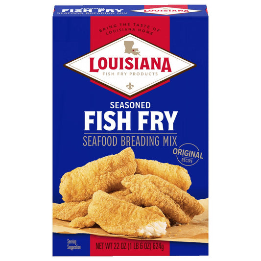 Louisiana Fish Fry Products Crispy Seasoned Fish Fry Seafood Breading Mix, 22 oz Box, Pack of 4