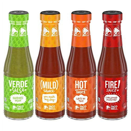 Taco Bell Sauce Variety Pack (1 Verde, 1 Mild, 1 Hot, 1 Fire)