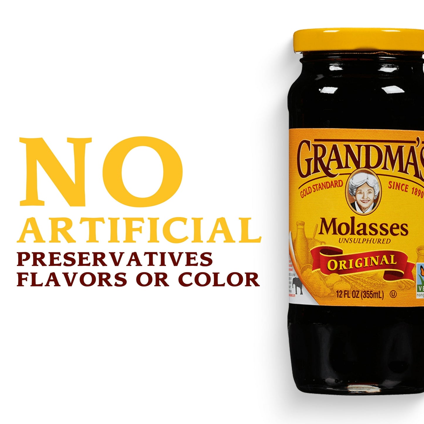 Grandma's Original Molasses, Unsulphured, 12 fl oz Jar (Pack of 2)
