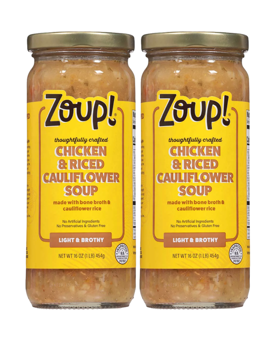 Zoup! Chicken and Riced Cauliflower Soup, Shelf-Stable, 16 oz (Pack of 2)