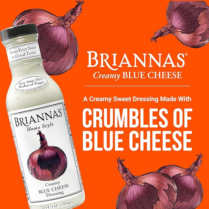 Briannas True Blue Cheese Home Style Dressing, 12 fl oz (Pack of 2)