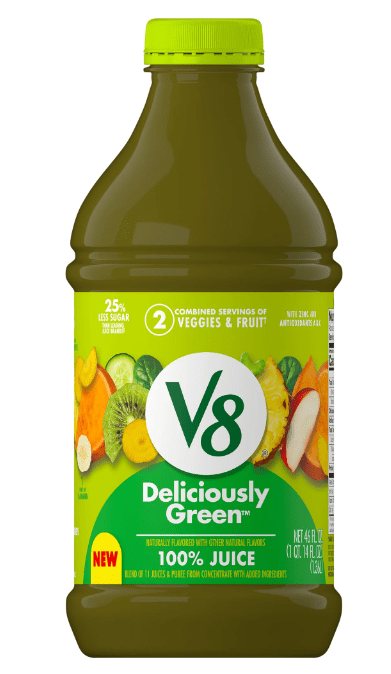 V8 Deliciously Green 100% Fruit and Vegetable Juice, 46 fl oz Bottle (Pack of 2)