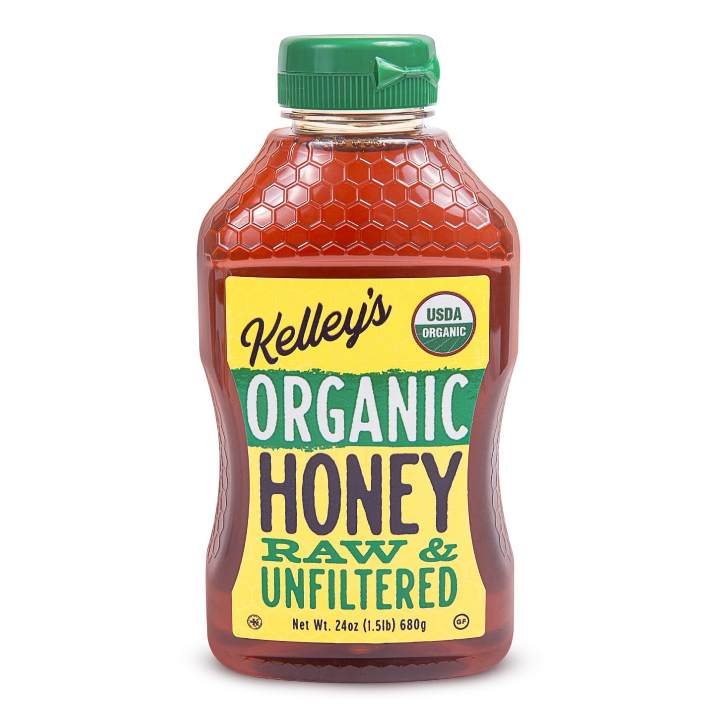 Kelley Honey Farms Organic 24oz Honey, USDA Certified Organic, Raw, Unfiltered, Sqz Bottle