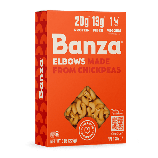 Banza Elbows Pasta from Chickpeas - Gluten Free, High Protein, and Lower Carb Protein Noodles, 8oz (Pack of 2)