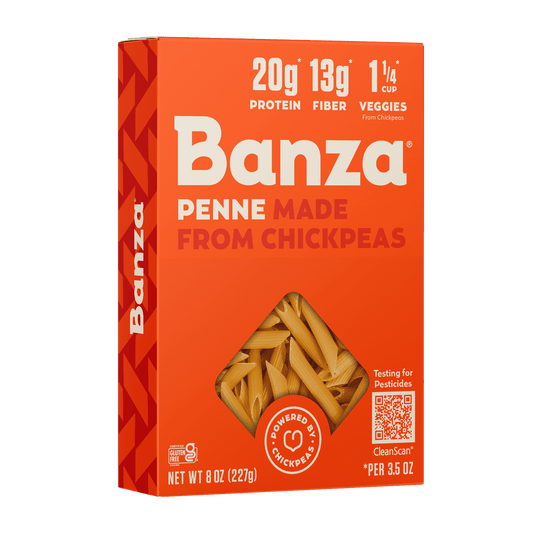 Banza Penne Pasta from Chickpeas, Shelf-Stable Protein Noodles, 8oz (Pack of 2)