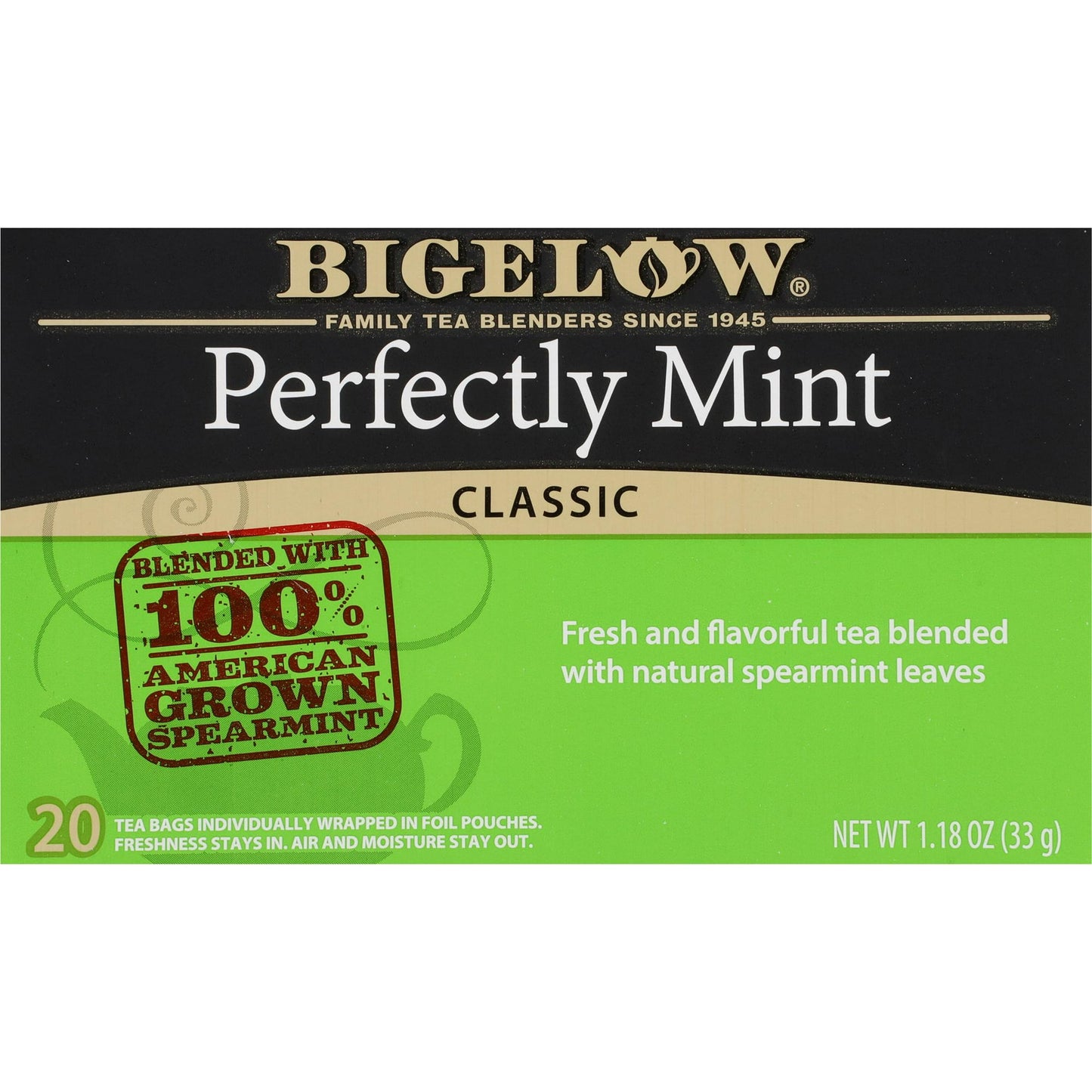 Bigelow Perfectly Mint, Black Tea Bags, 20 Count, 1.18 oz