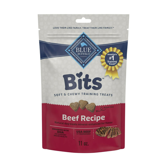 Blue Buffalo Bits Soft Dog Treats for Training, Enhanced with DHA, 11-oz. Bag, Pack of 2