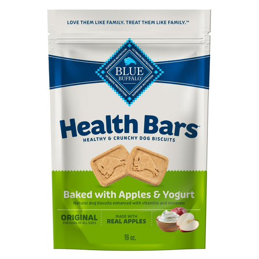 Blue Buffalo Health Bars Crunchy Dog Biscuits, Apples & Yogurt, 16-oz. Bag, Pack of 2